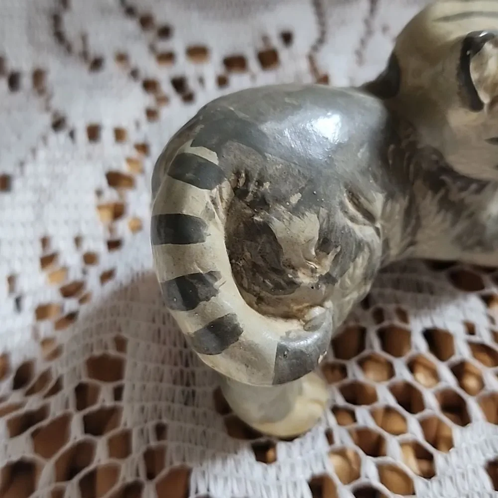 Vintage Meow! Ceramic Striped Tabby Cat Made In Sri Lanka